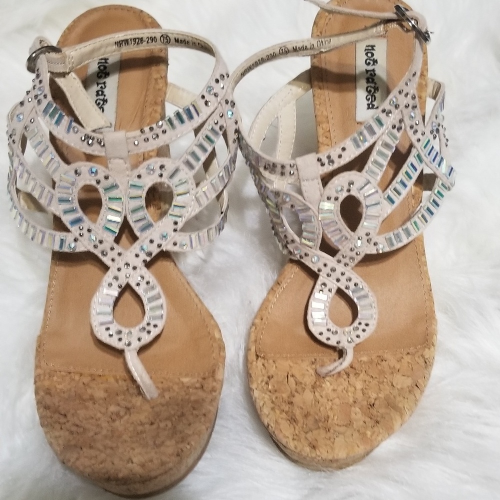 Sparkly not rated cork wedges